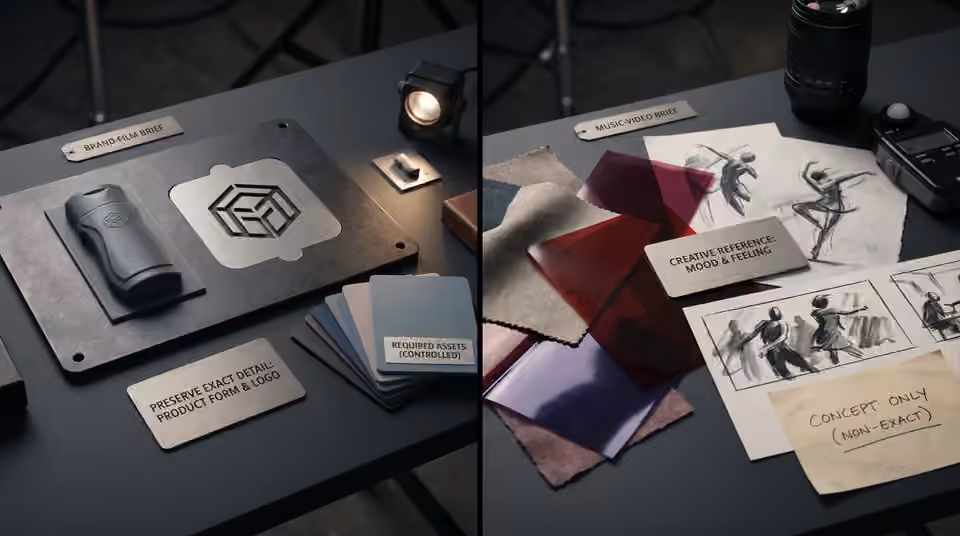 A product reference board beside an artist mood board, an AI-generated editorial illustration
